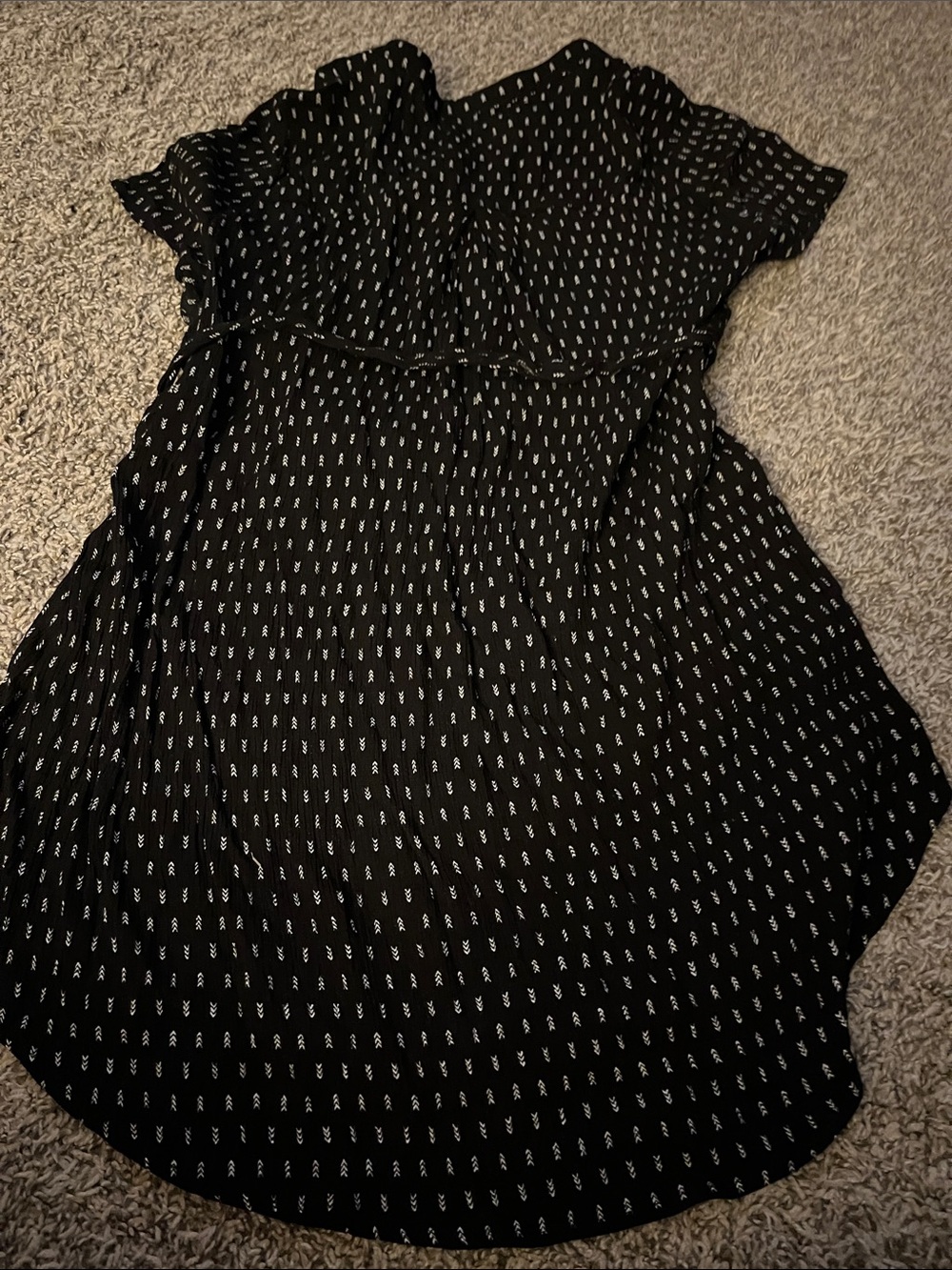 Black Short-Sleeve Polka Dot Tie-Waist Blouse - Picture 6 of 6